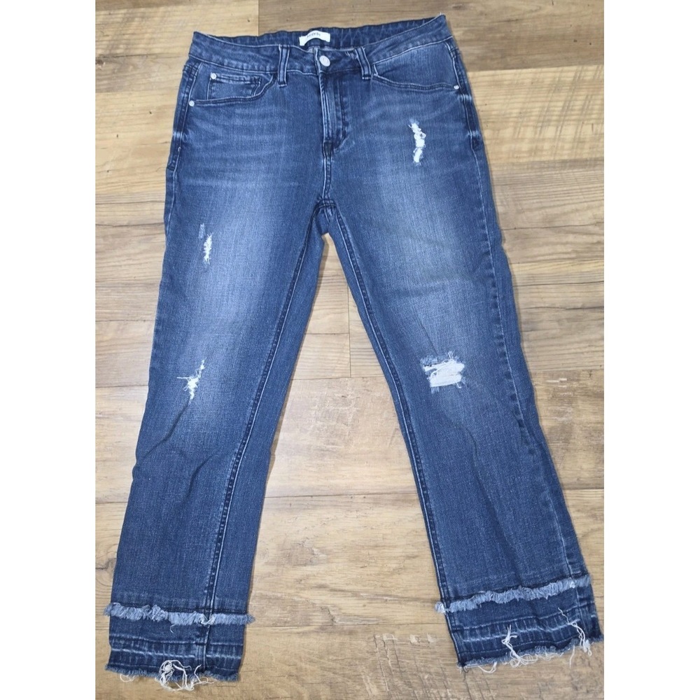 Women's KENSIE crop jeans denim capris size 8/29 X 23 Slight Distress Raw Hem